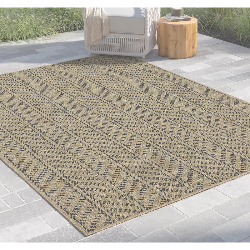 Earth Black Indoor/Outdoor Area Rug, Rectangle 7'10" x 10'3"