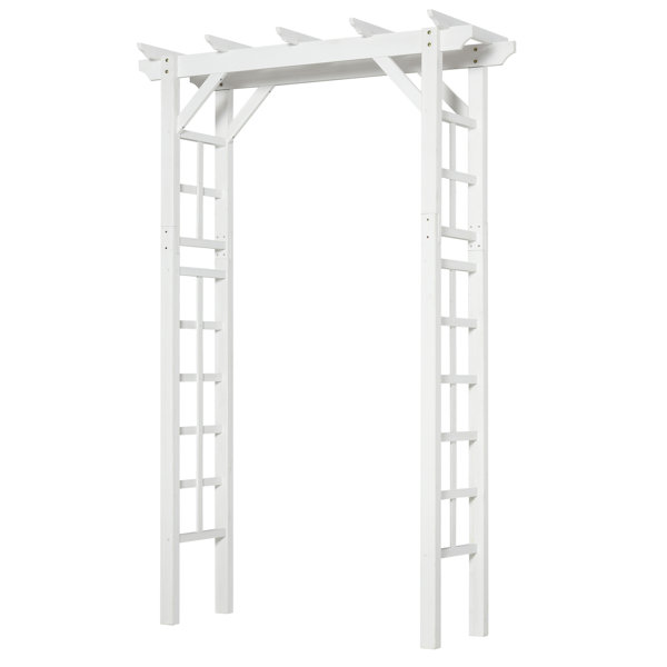 Arlmont & Co. Irmhild 55'' W x 23.5'' D Solid Wood Arbor in White ...