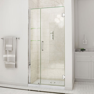 Unidoor 40" W x 72" H Frameless Shower Door and Fixed Panel with ClearMax™ Technology