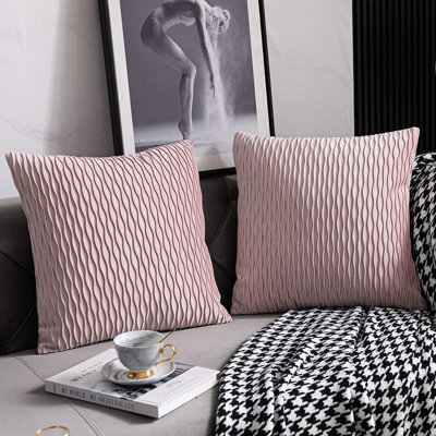 Textured Waves Striped Velvet Pillow Cover