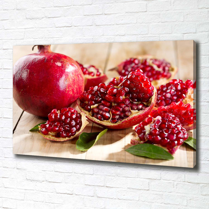 Pomegranate With Leaves - Wrapped Canvas Print