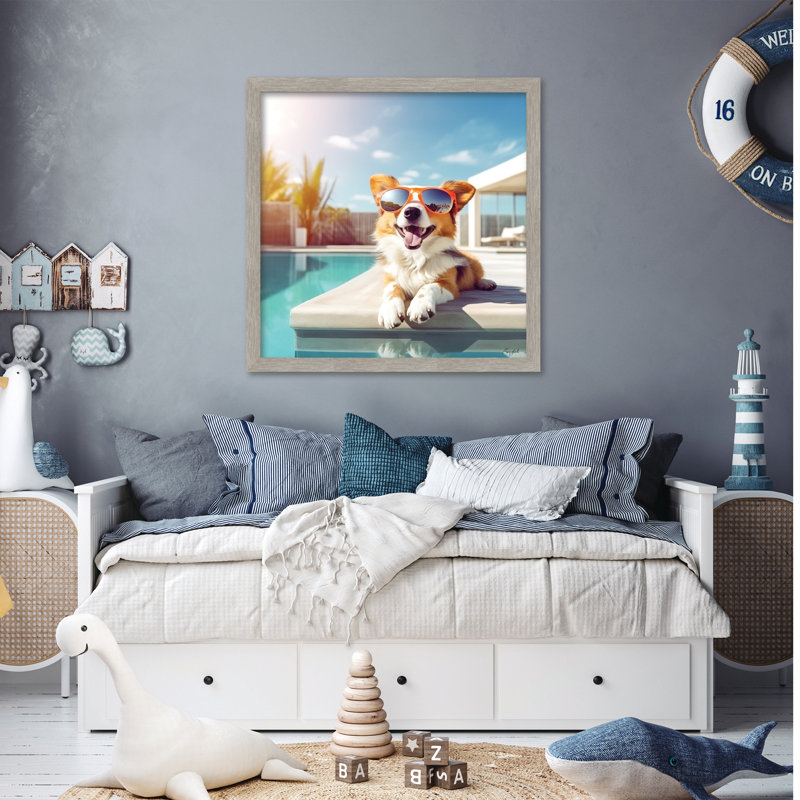 By The Pool III 16x16 Framed Board