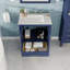 Minnich Meuble-lavabo simple bleu avec comptoir en quartz de Carrare et lavabo encastré en porcelaine