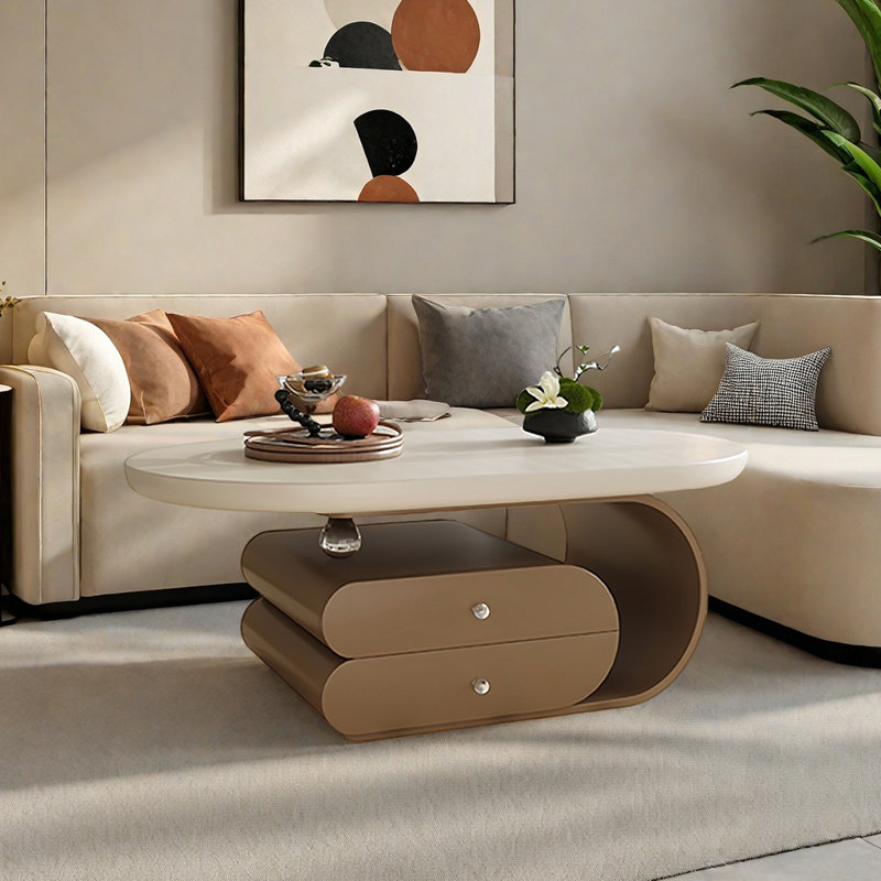 oval coffee table, 16.1" H x 51.2" L x 27.6" W