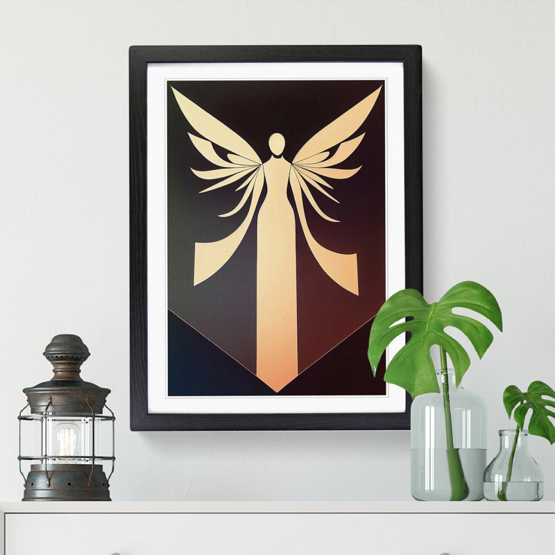 FRM-V0523-79X Angel - Single Picture Frame Print, Black Framed, 64cm H x 46cm W x 2cm D