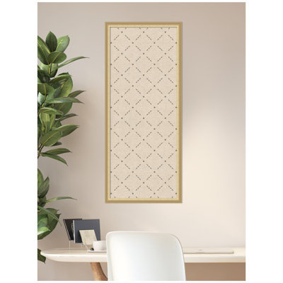Kate and Laurel Framed Fabric Pinboard Green Lattice Pattern Printed Linen Casual Bulletin Board for Use as a Vision Board or Wall Organization