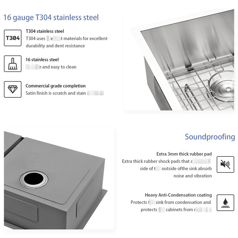 Undermount Double Bowl Kitchen Sink 33X19x9 Inch, Made Of 18 Gauge T304 Stainless Steel, Good For Vegetable And Fruit Washing, With Roll - Up Rack Steel Inch  60/40  Brushed Nickel, Scientific
