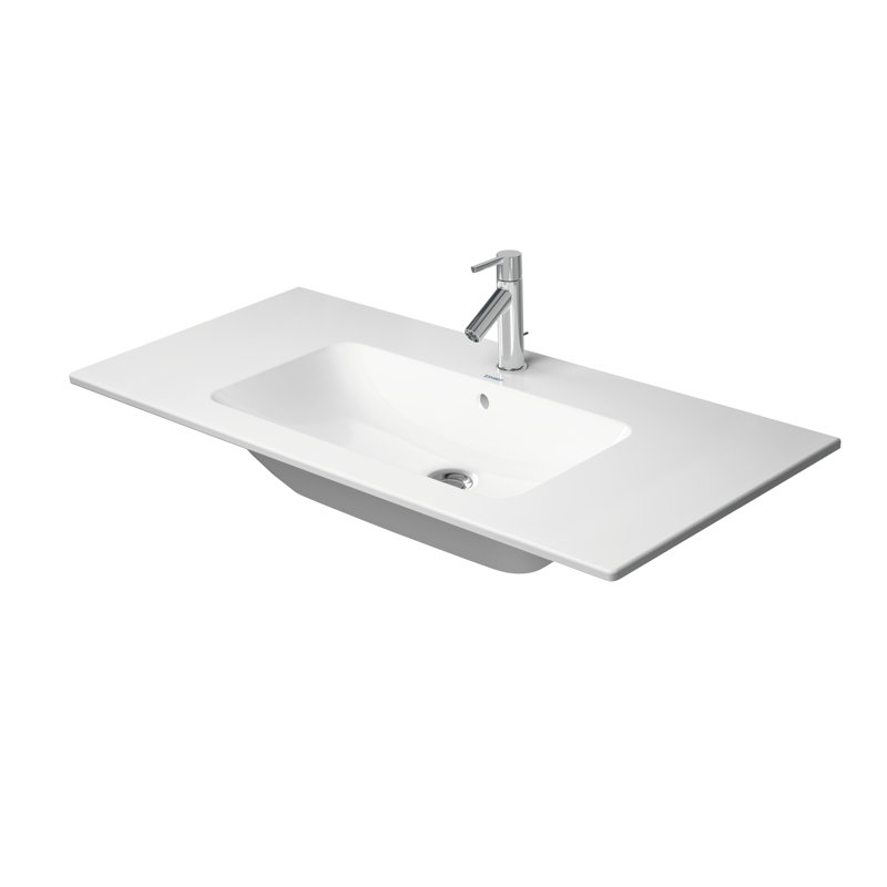 Me by Starck White Ceramic Rectangular Wall Mount Bathroom Sink with Overflow