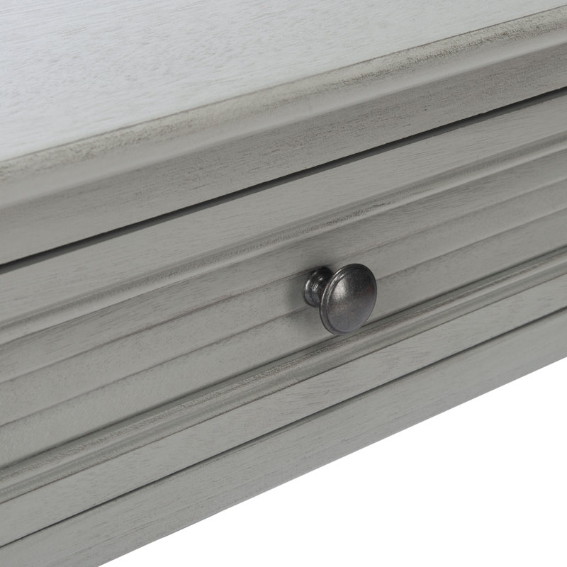 Distressed Gray Wood End Table with Storage