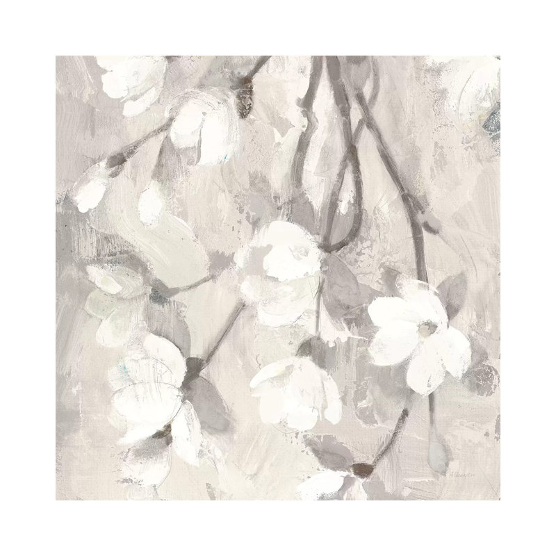 Magnolia Branch Flipped Cream Crop by Albena Hristova - Painting on Canvas, Wrapped Canvas, 93.98cm H x 93.98cm W x 1.91cm D