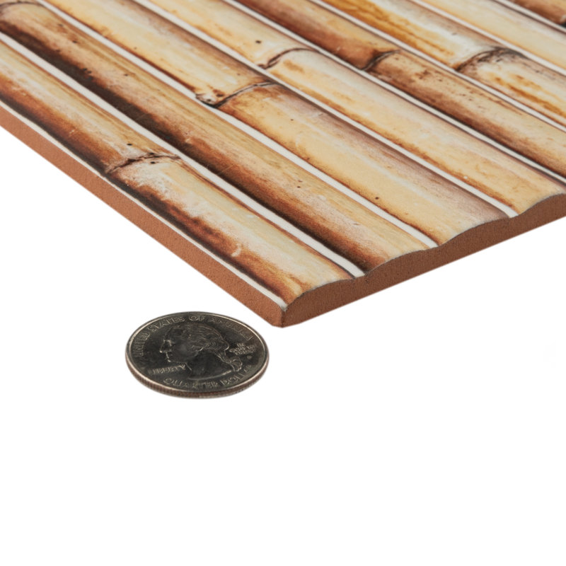 Bamboo  5-7/8"x11-7/8" Fluted Ceramic Wall Tile, Tiki Cream