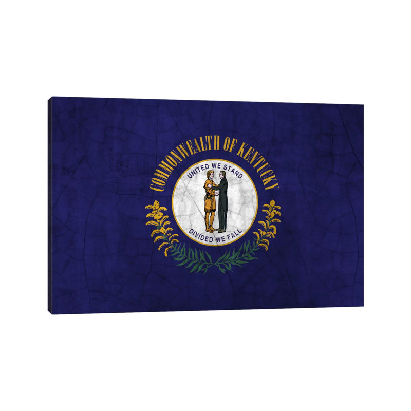 Kentucky Cracked Paint State Flag - Wrapped Canvas Painting, 101.6 cm H x 66.04 cm W x 3.175 cm D