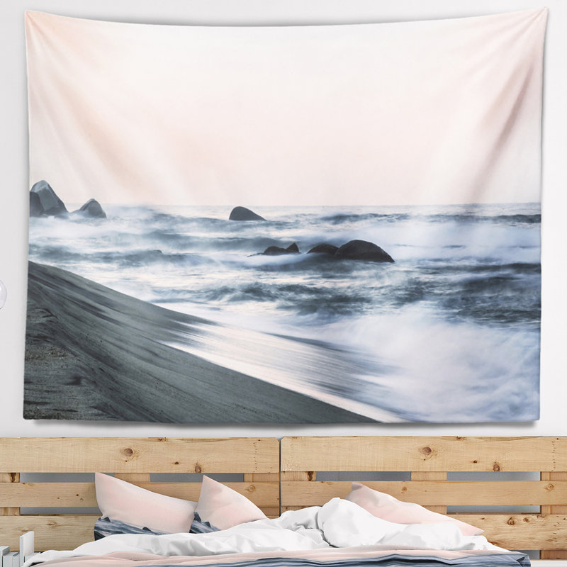 Tapisserie «Beach Wonderful Long Exposure Sea Waves», H 32 po x l 39 po