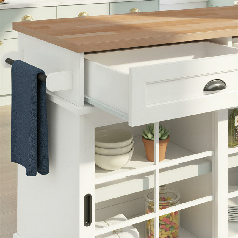 48" White Free-standing Kitchen Island