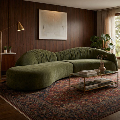Canapé modulaire incurvé moderne de 145,5 po de style Mid-Century à 6 places avec dossier froncé pour le salon