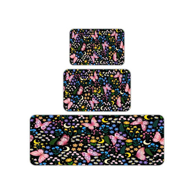Ensemble de 3 tapis de cuisine et chambre d'enfant Night Butterfly Kitchen