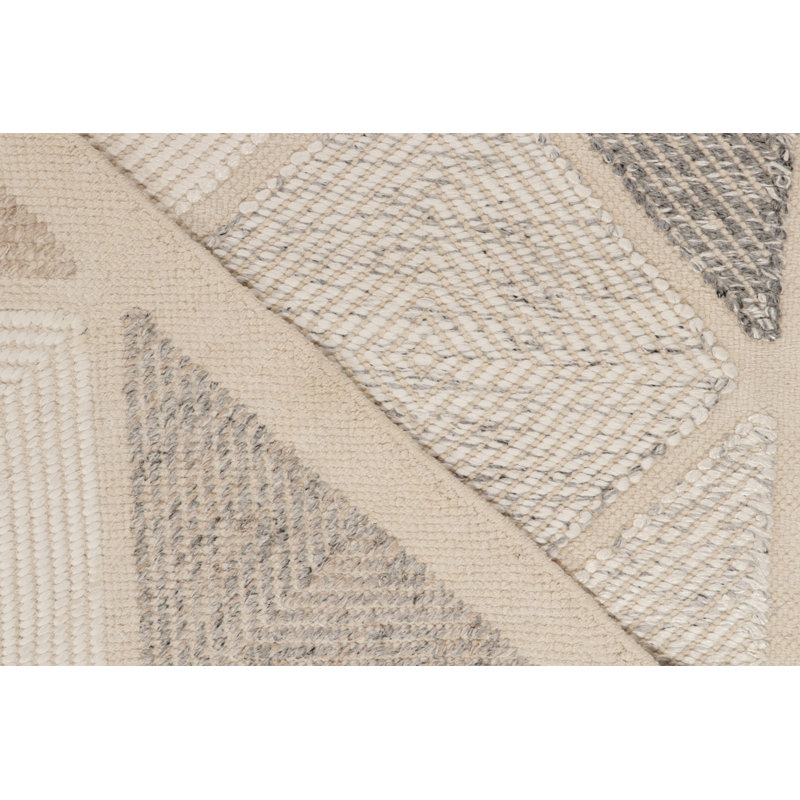 Scandinavian Custom Rug In Greige, White Diamond Pattern By Rug & Kilim