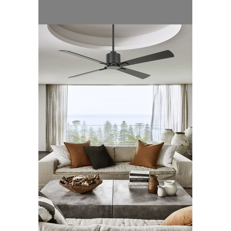 Climate 52in 4-Blades Indoor Ceiling Fan with Remote Control, Black