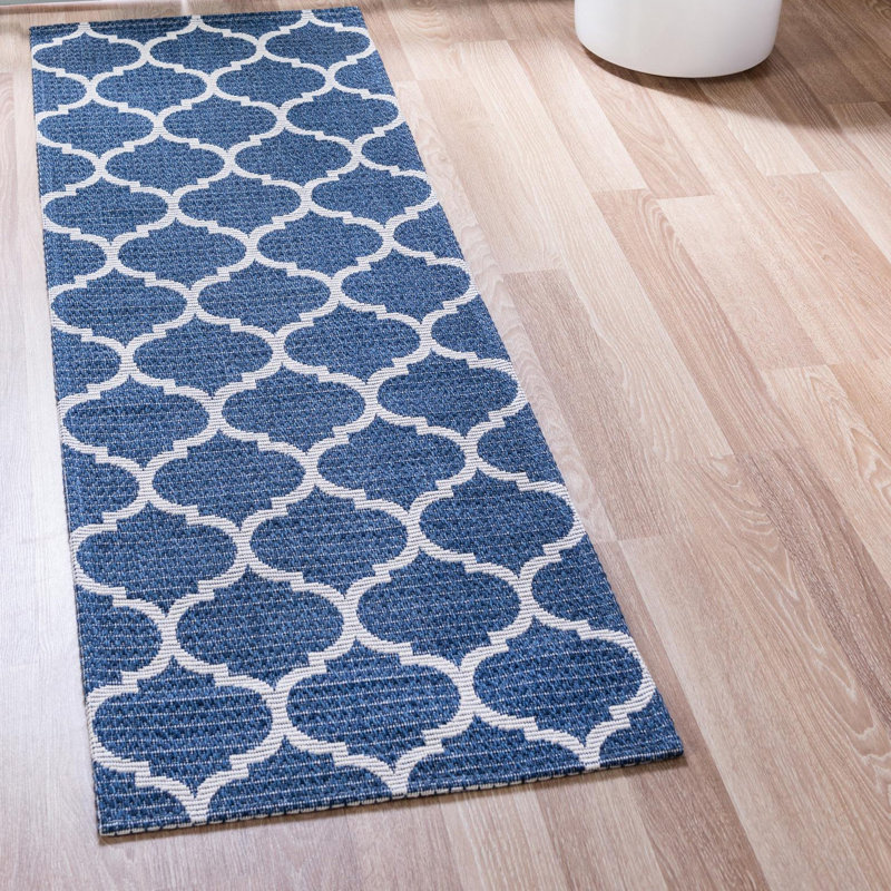 Tapis bleu marine / ivoire Isidore, Tapis de couloir 2 pi x 7 pi 10 po