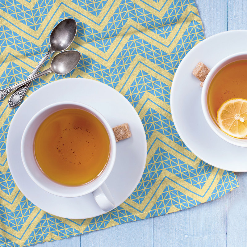 Stephenie Tea Towel Kitchen Towel, Teal/Yellow, Poly Twill