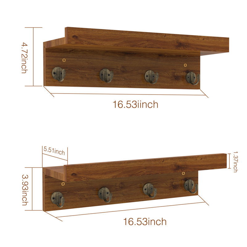 Asavira Solid Wood Wall Organizer with Key Hooks