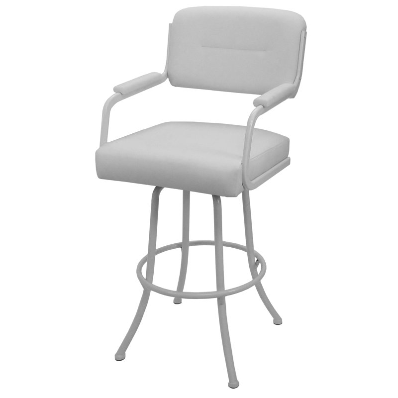 Tabouret de bar pivotant, Tabouret de comptoir (siège d'une hauteur de 26 p, Blanc, Blanc