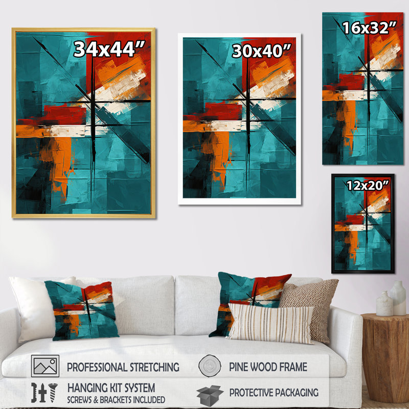 «Impossible Logic Of Love Abstract In Teal I», reproduction d'art sur toile, H 44 po x l 34 po x P 1,5 po
