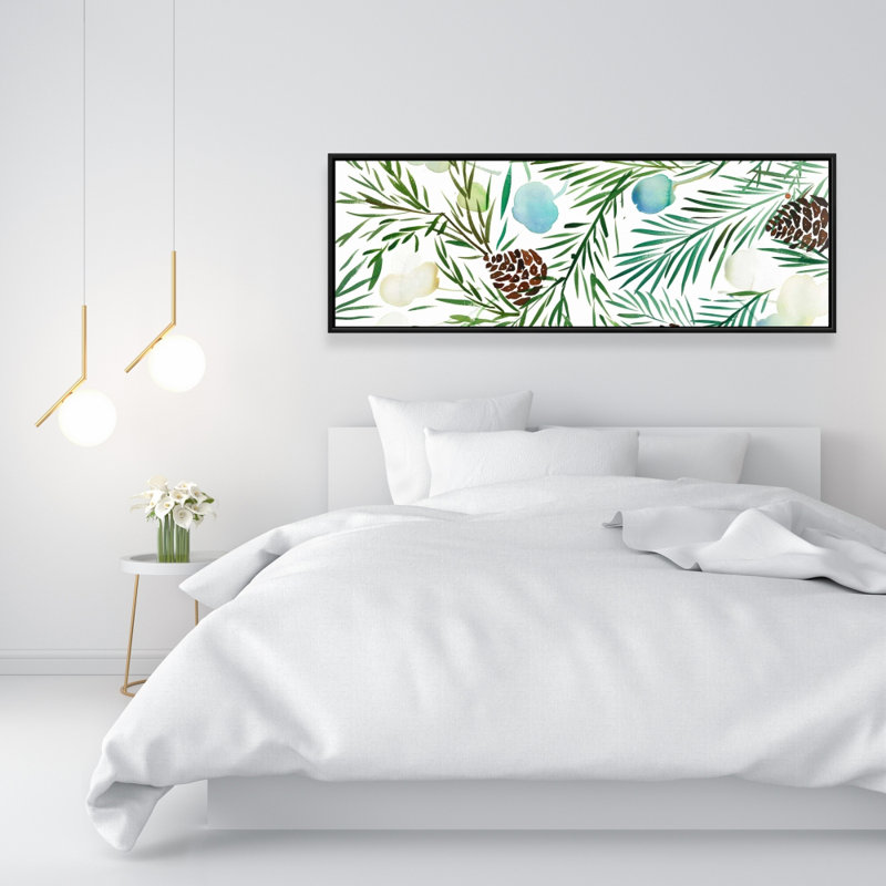 Toile de pin botanique | Cadre minimaliste blanc, H 49,25 po x l 17,25 po