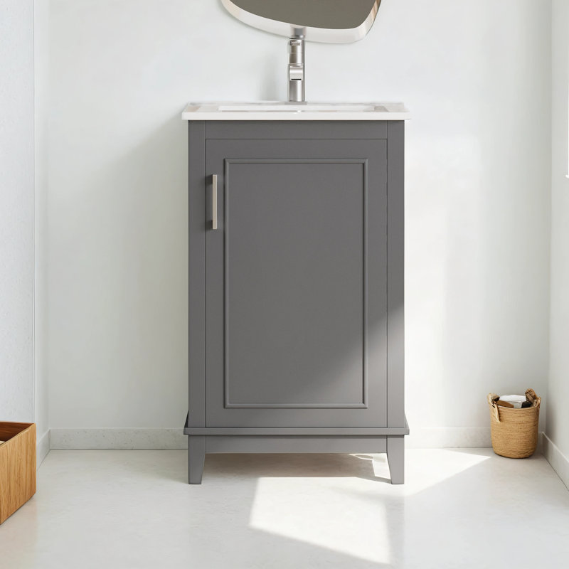 Malena 20 " W Free Standing Wall Mounted Single Double Single Vanity Bathroom Vanity With Ceramic Top, Gray