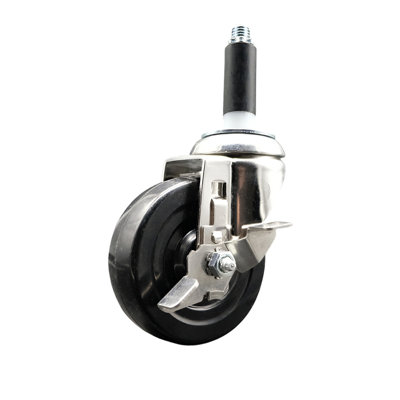 316SS Hard Rubber Swivel Expanding Stem Caster with Brake SCC