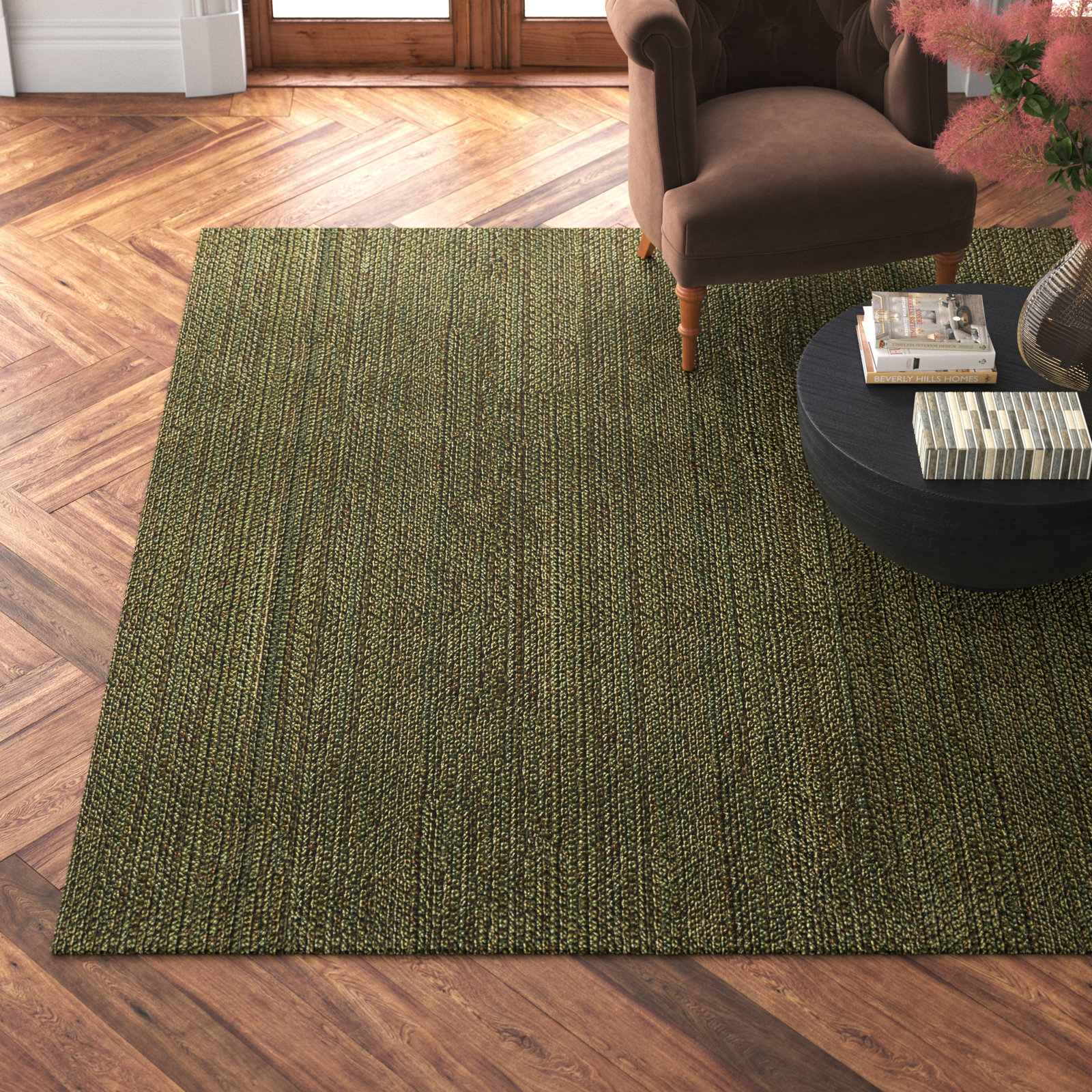 Abisai Handmade Jute / Sisal Green Rug, Rectangle 9'3" x 13'