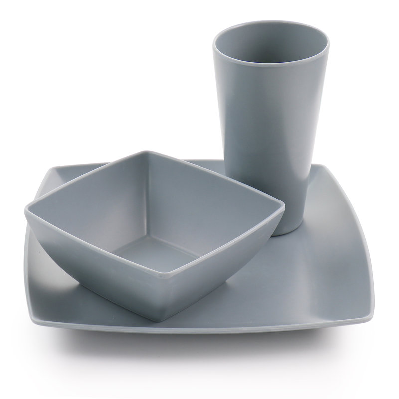 12 Piece Melamine Dinnerware Set - Service for 4