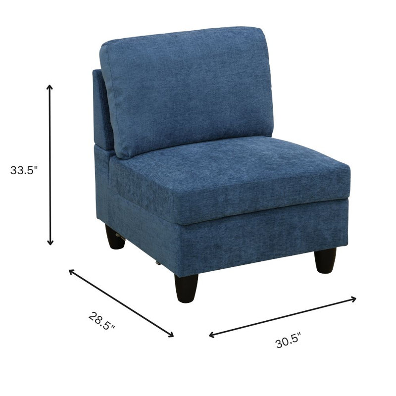 Trefann Upholstered Accent Chair, Blue Fabric