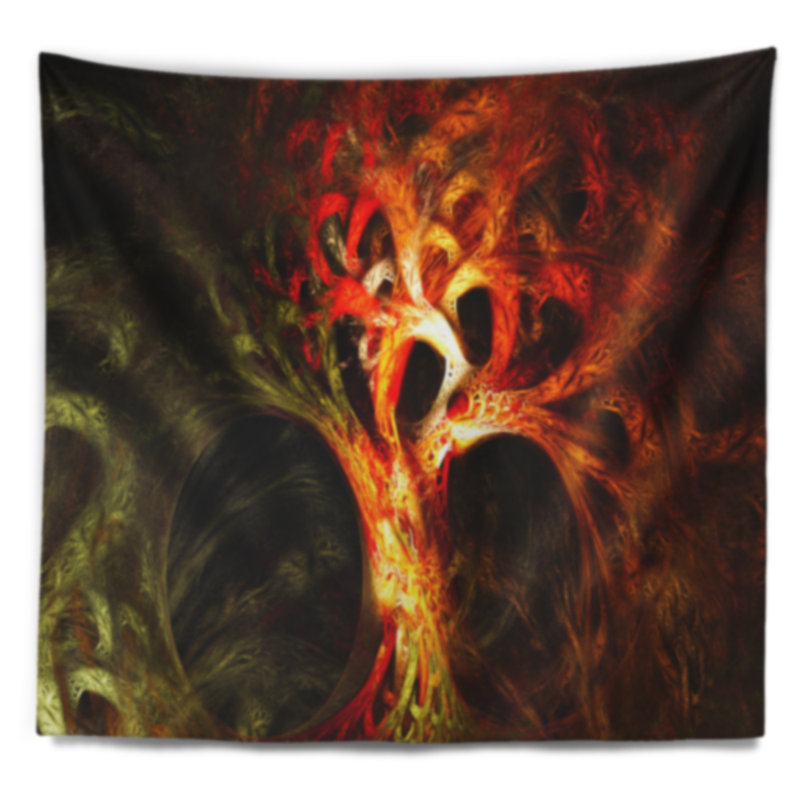 Tapisserie de l’arbre psychédélique orange abstract, H 68 po x l 80 po
