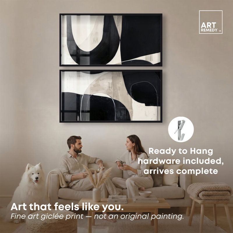 Ensemble d'affiches Shadowed Arch III Shadowbox pour salon, par Art Remedy, cadre noir, 48 x 24, H 25,5 po x l 49,5 po