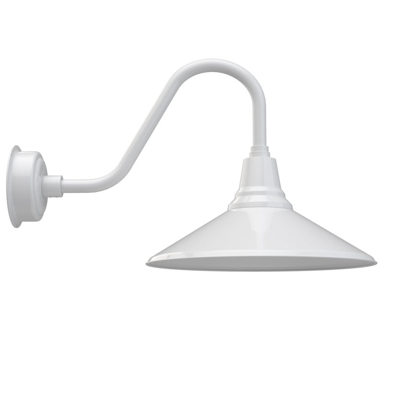 Luminaire de grange d'extérieur Albali, Blanc, H 15,72 po x l 18 po x P 28 po