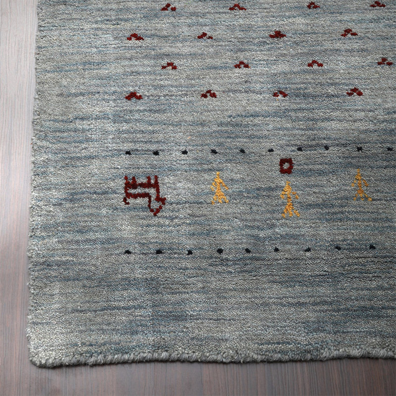 Manns Hand Knotted Loom Wool Eco-Friendly Area Rugs - Runner, Light Blue Color, Contemporary Modern Design, High Pile Thick Handmade Anti Skid Area Rugs for Living Room, Bed Room