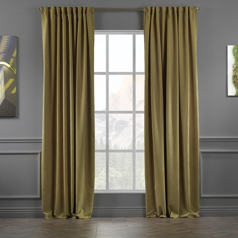 Blackout Thermal with Liner Extra Long & Extra Wide Decorative Curtain Single Panel, 280cm Width x 500cm Drop, Olive Green