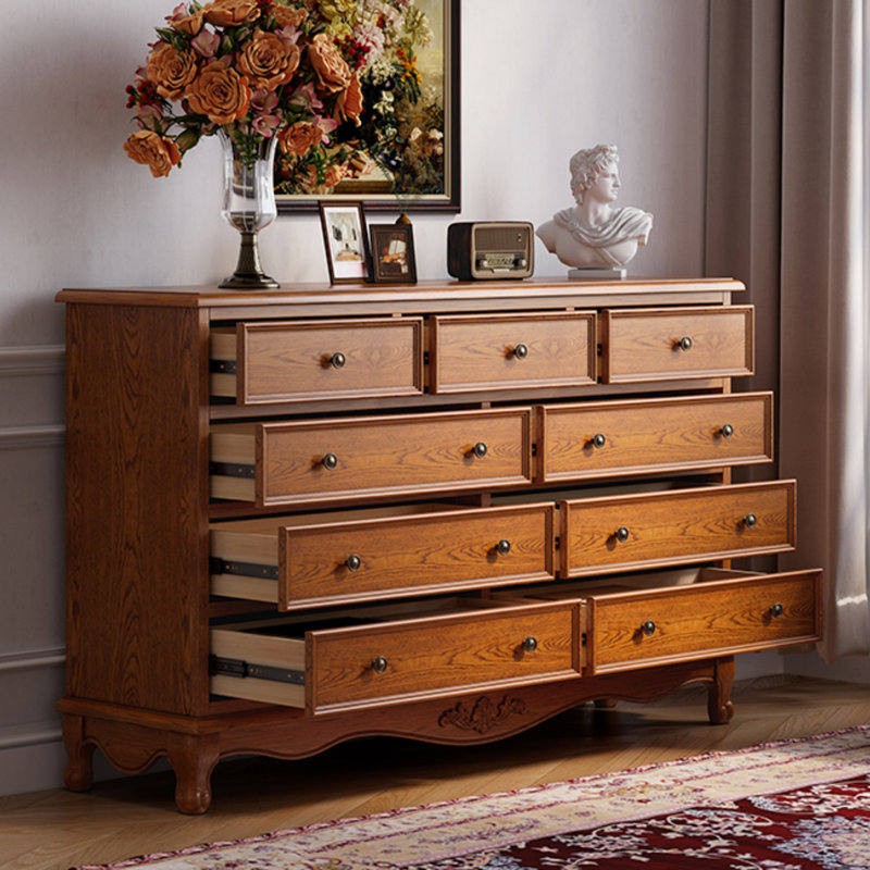 Commode à 9 tiroirs American, Brun