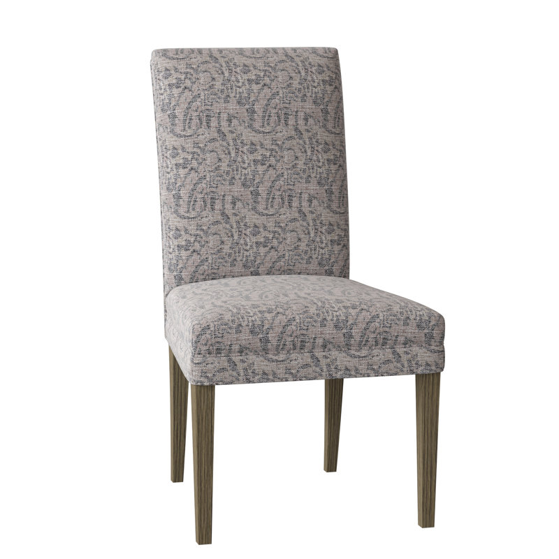 Chaise parsons rembourrée à dossier solide, Tissu performance gris marbré, Miel et bouleau
