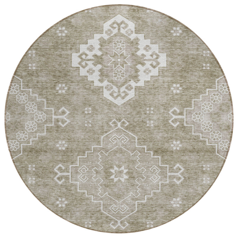  Malchow Non-Slip Indoor Outdoor Door Mat, Round 8'