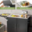 Chariot de gril en métal avec évier et armoire, plateforme pliable, roulettes pour la cour arrière, acier inoxydable 304, drainage complet, rangement facile à installer, table de travail supérieure, espaces, propre,