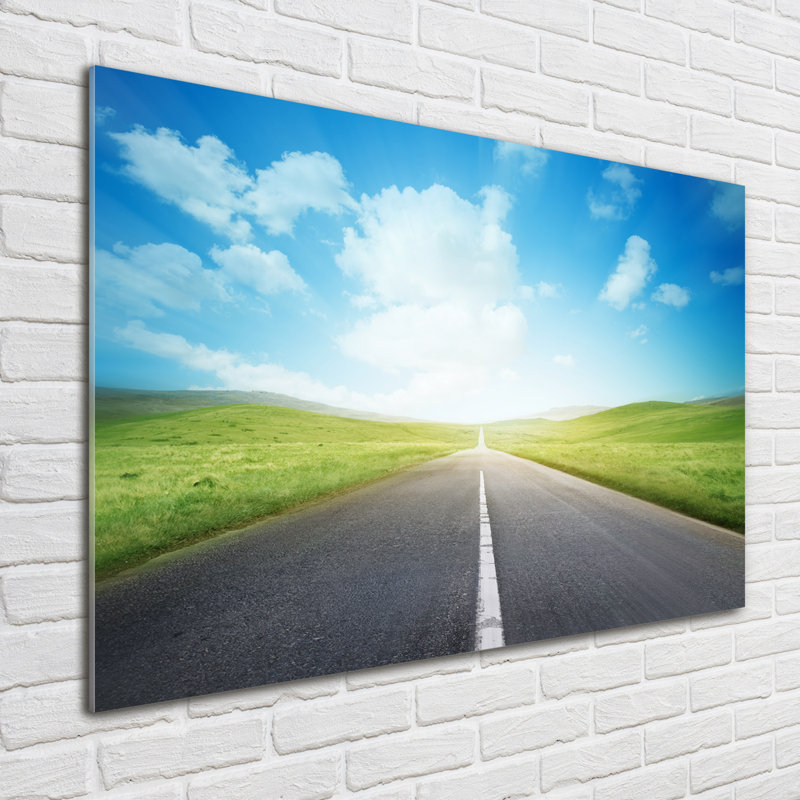 Road Through The Meadow - No Frame Print on Glass