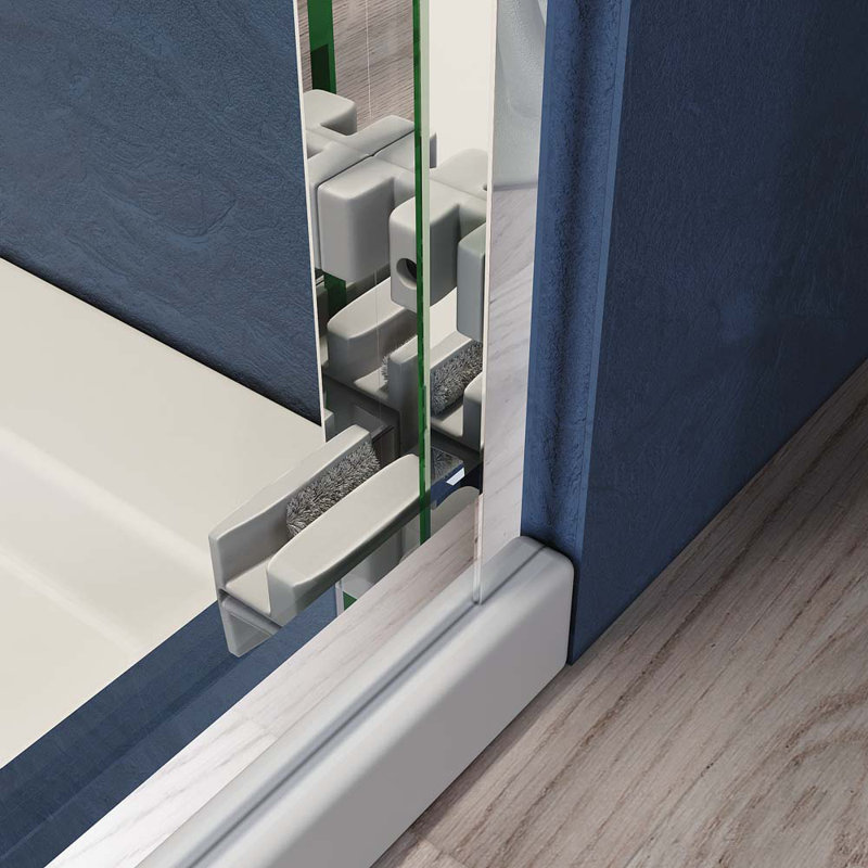 Chrome Frameless Double Sliding Shower Door with Clear Tempered Glass