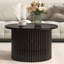 Table basse ronde Table basse de style campagnard avec un centre de tiroir et une base à lattes verticales-1850312706