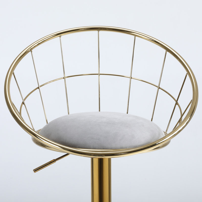 Chaise de bar en velours blanc cassé, Gris