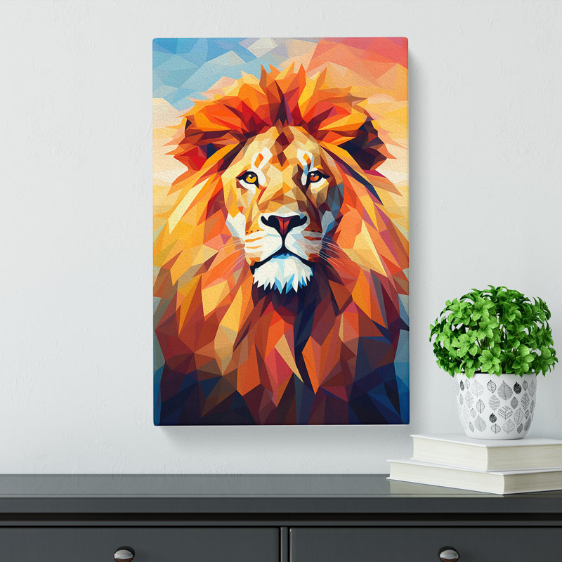 Lion Cubism - Print, 50cm H x 35cm W x 3cm D