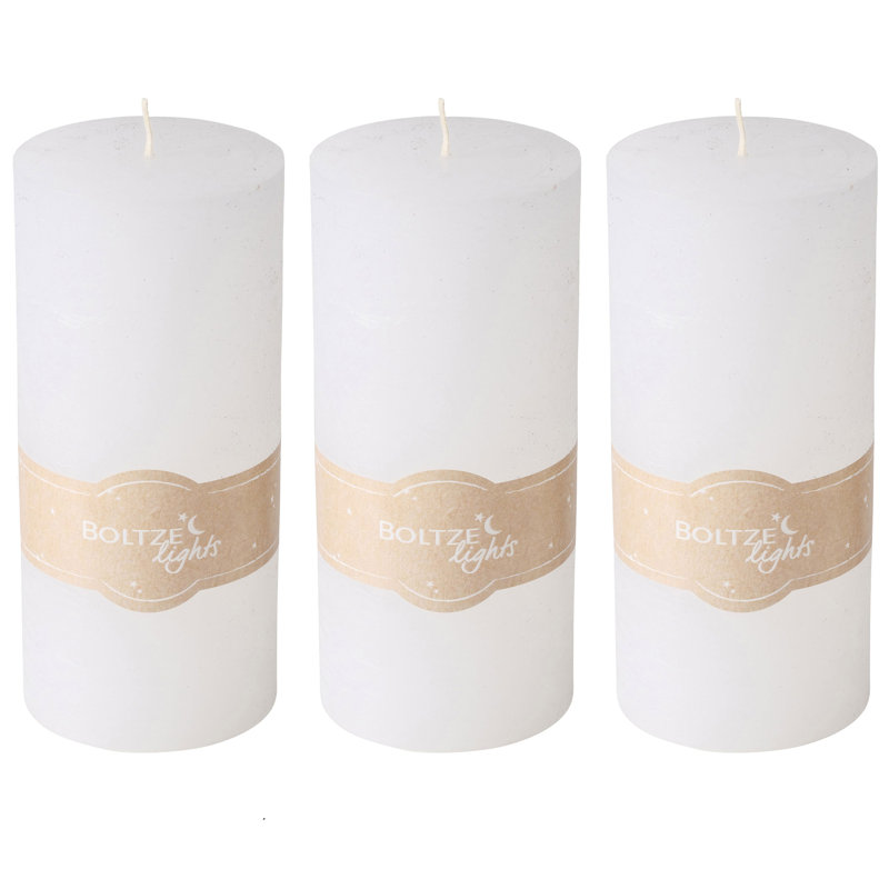 Ensemble de bougies pilier 3 pièces, Blanc, crème