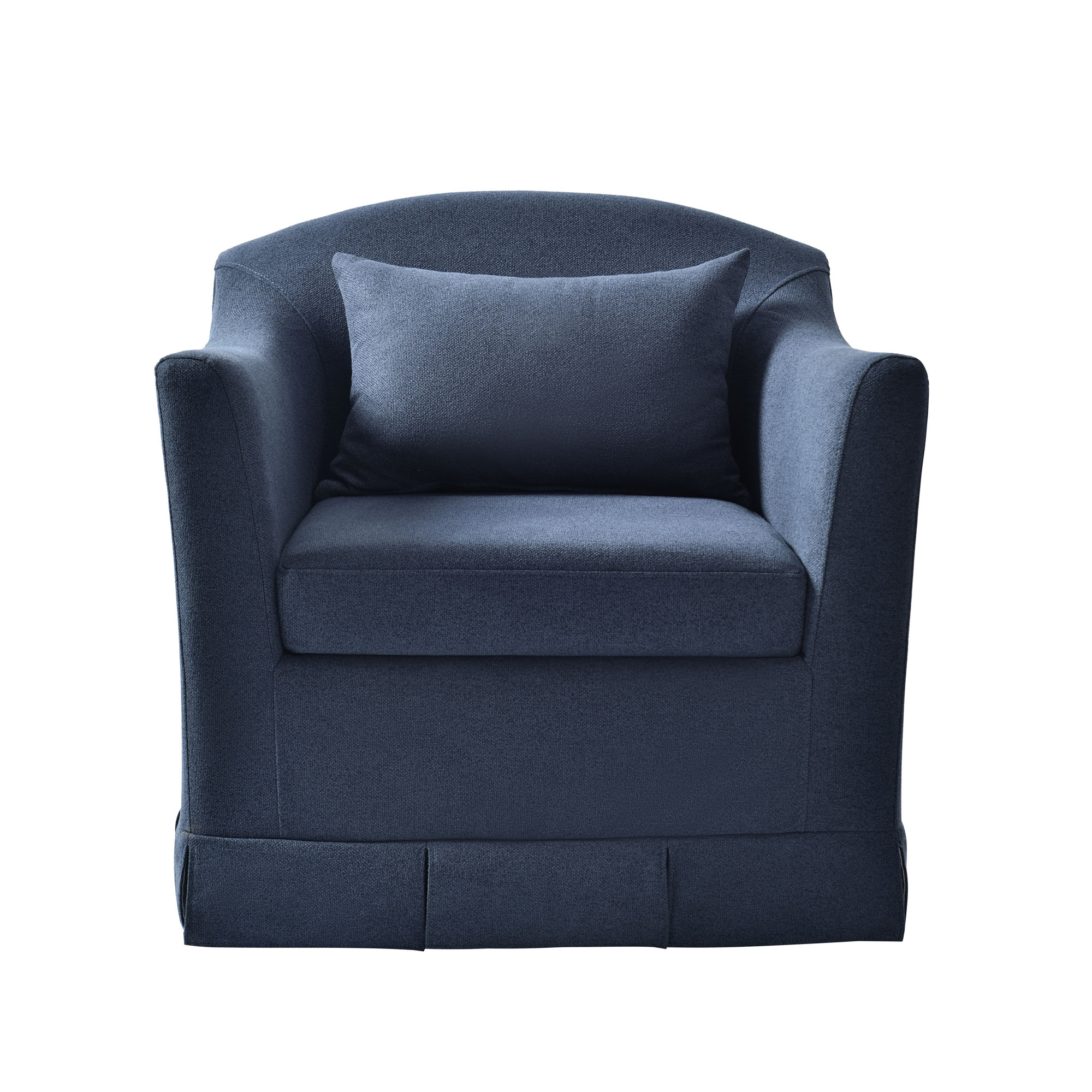 Electra Modern Farmhouse Slipcovered Swivel Armchair, Navy Polyester