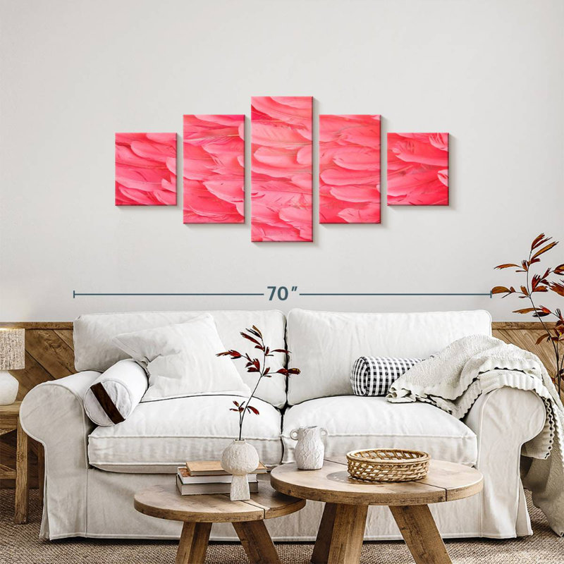 Plumes de flamant rose, H 24 po x l 55 po